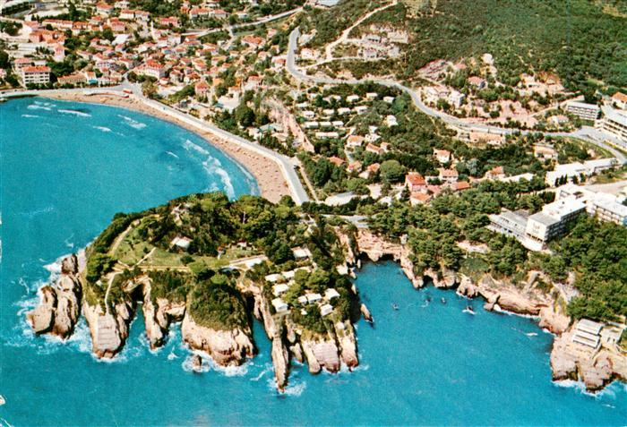 Ulcinj Montenegro Strand Felsen Kueste Adria Fliegeraufnahme Hotel Bucht Meer