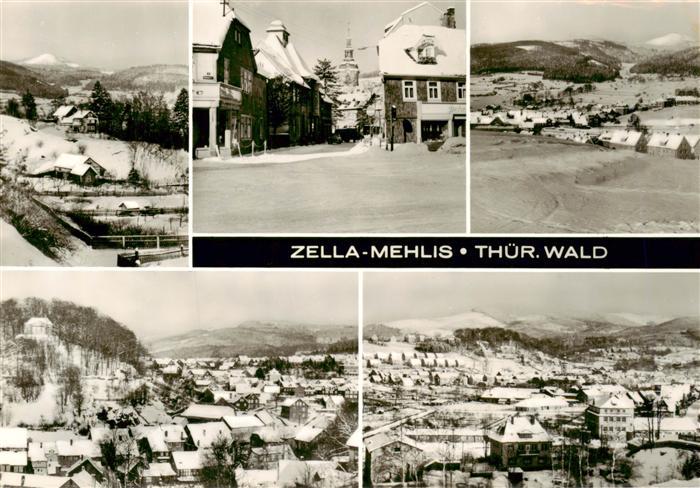 Zella-Mehlis Thueringen Winterlandschaft Schnee Ortsansicht Strassenszene Kirche