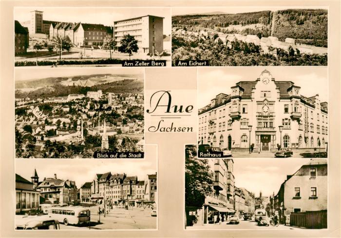 Aue Sachsen Rathaus Zeller-Berg Eichert Blick-auf-die-Stadt Marktplatz Bus Kirch