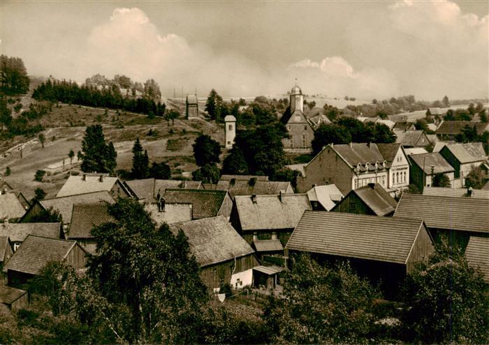 Trautenstein Harz Teilansicht Luftkurort Oberharz Kirche Dorfansicht Baeume