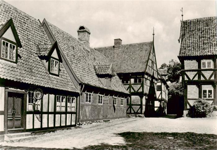 Aarhus Arhus DK Den-Gamle-By Freilichtmuseum Fachwerk Marktplatz Kopfsteinpflast