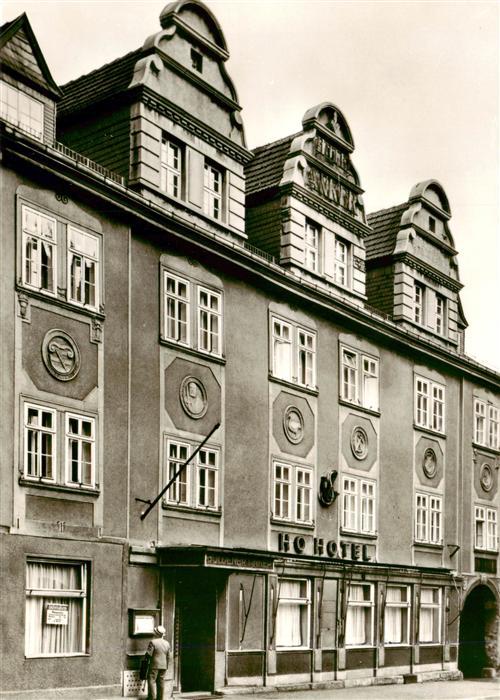 Saalfeld Saale Thueringen Hotel-Anker HO-Hotel Fassade Rundbild Herrscherportrae