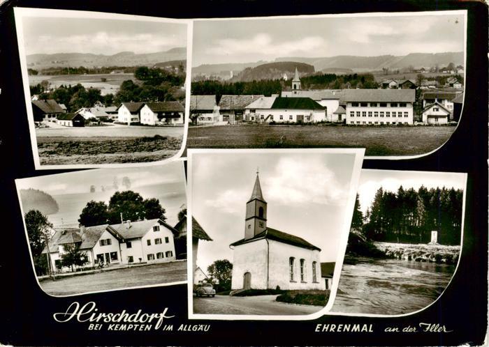 Hirschdorf Dorfpanorama Kirche Ehrenmal Iller Fluss Strasse Allgaeu