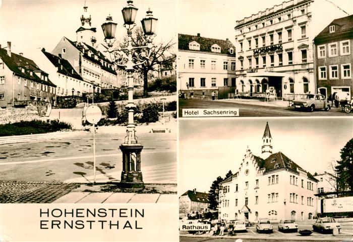 Hohenstein-Ernstthal Sachsen Hotel-Sachsenring Rathaus Strassenlaterne Wohnhaeus