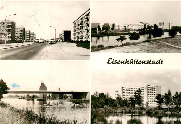 Eisenhuettenstadt VI-Wohnkomplex Wohnbloecke Kanal Bruecke Teich Strasse DDR-Arc