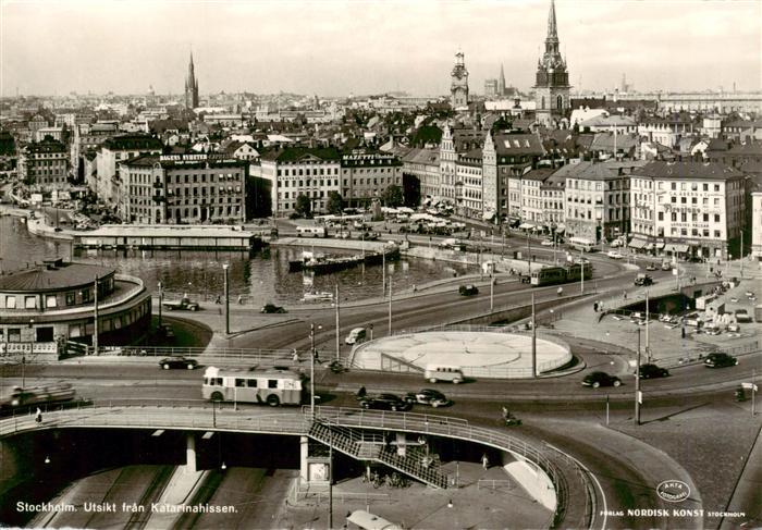 STOCKHOLM Sweden Katarinahissen Stadtpanorama Hafen Kirchen Autos Strassenbahn