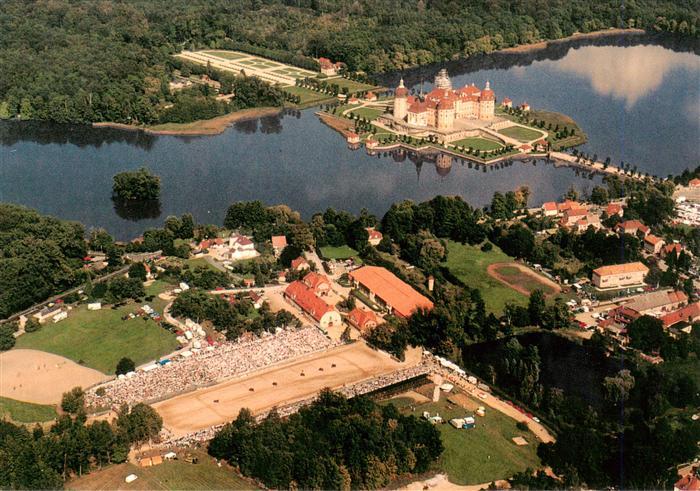 Moritzburg Meissen Sachsen Schloss-Moritzburg Hengstparade See Luftbild Gestuet