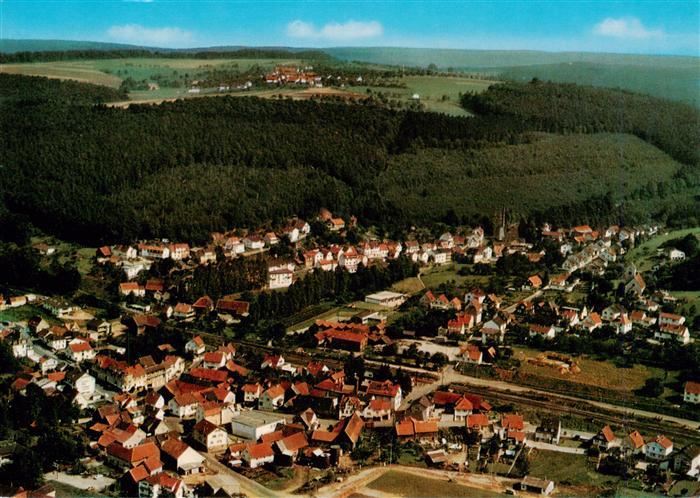 Zell Odenwald Bad Koenig Hessen Luftaufnahme Odenwald Ortschaft Wald Felder Kirc