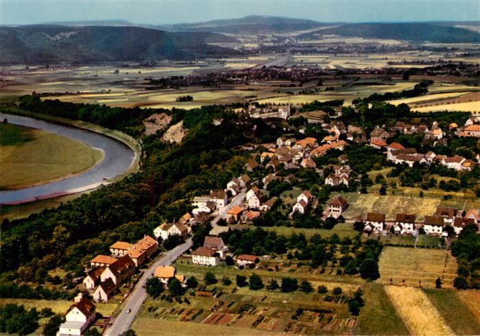 Fuerstenberg  Weser Niedersachsen Fliegeraufnahme Weser Fluss Dorf Felder Huegel