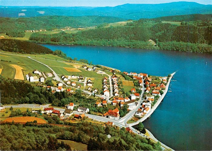 Herzhausen Edersee Hessen Fliegeraufnahme Edersee See Dorf Wald Felder Hafen Ang