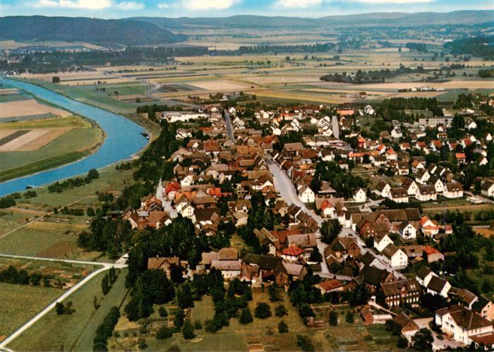 Boffzen Weserbergland Holzminden Niedersachsen Fliegeraufnahme Weser Fluss Dorf