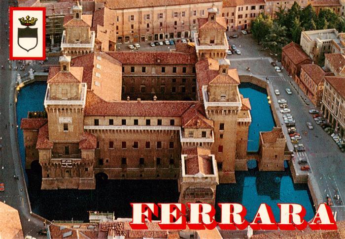 FERRARA Emilia-Romagna IT Castello-Estense Burg Wassergraben Fliegeraufnahme In
