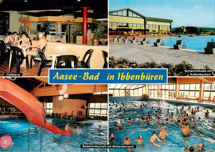 Ibbenbueren NRW Aasee-Bad Schwimmbad Cafeteria Schwimmhalle Aussenbecken Rutsche