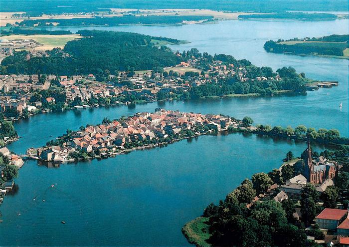 Malchow Mecklenburgische-Seenplatte Insel Altstadt See Kirche Luftaufnahme Fachw