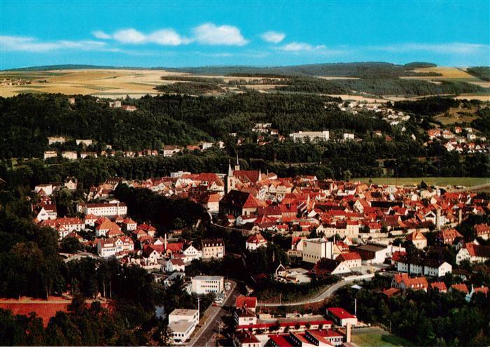 Bad Neustadt Saale Bayern Altstadt Kirche Saale Luftaufnahme Daecher Felder Hueg
