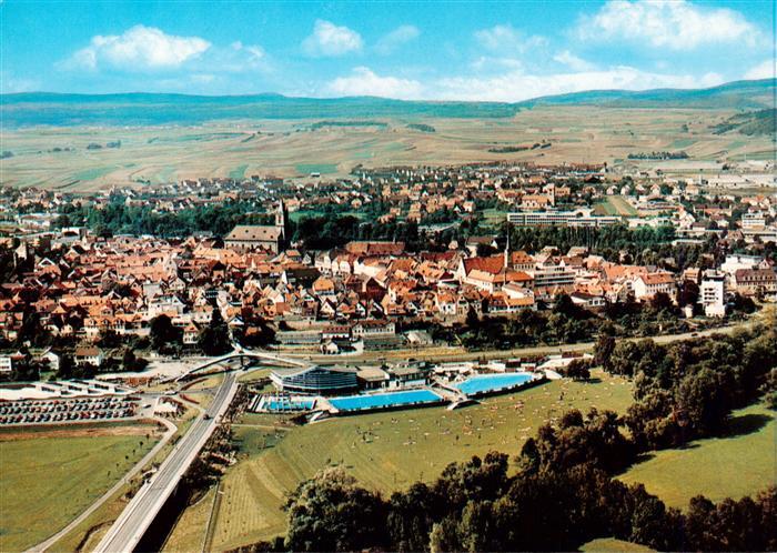 Bad Neustadt Saale Bayern Altstadt Kirche Freibad Schwimmbad Luftaufnahme Daeche