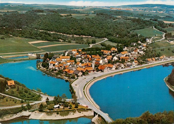 Niederwerbe Edersee Halbinsel Luftaufnahme See Wald Felder Ortschaft