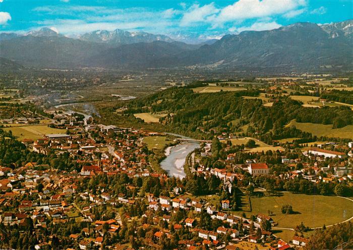 BAD ToeLZ Bayern Isar Isartal Voralpen Berge Kirche Wohnhaeuser Luftbild