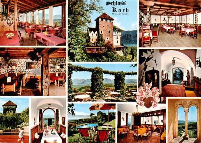 Missian Eppan Bolzano Suedtirol IT Schloss-Korb Hotel-Restaurant Burg Turm Bergp
