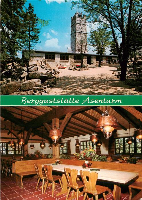 Asenturm Ochsenkopf 1024m Fichtelgebirge Spiegelau Bayern Berggaststaette Asentu