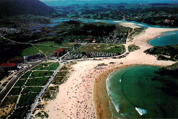 Noja Cantabria Playa-de-Ris Strand Fliegeraufnahme Meer Campingplatz Badegaeste