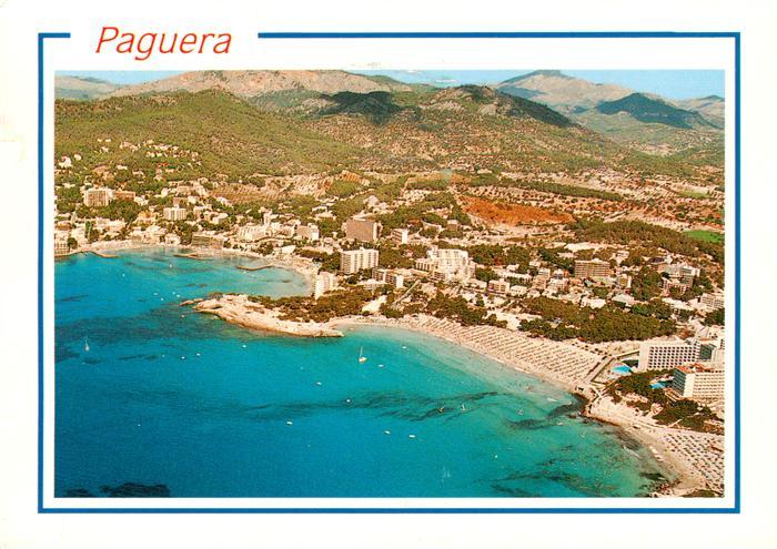 Paguera Peguera Calvia Mallorca ES Fliegeraufnahme Strand Bucht Hotels Berge Mee