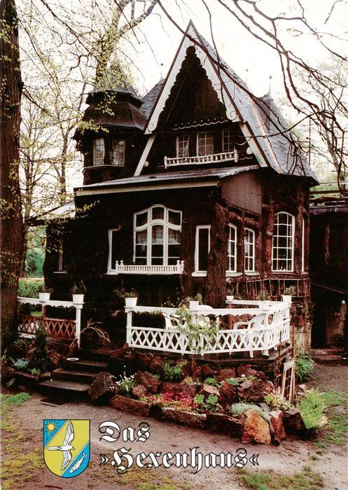 Falkensee Hexenhaus Holzhaus Jugendstil Wappen Garten Wald