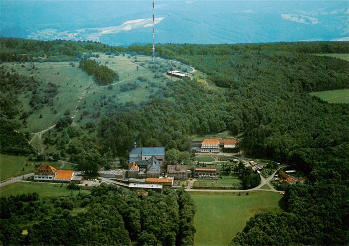 Kreuzberg Rhoen Rhoen Wallfahrtsstaette Kloster Kirche Sendemast Wald Huegel Luf