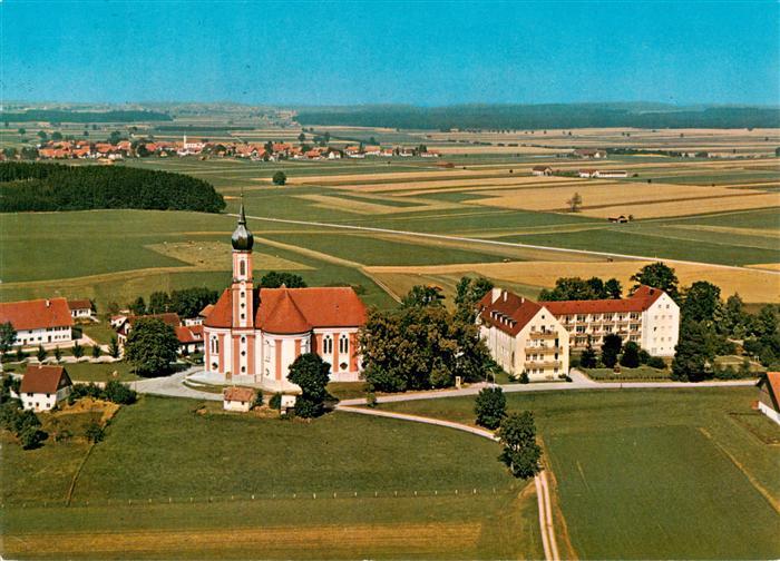 Vilgertshofen Wallfahrtskirche Luftbild Barockkirche Altenheim Felder Zwiebeltum
