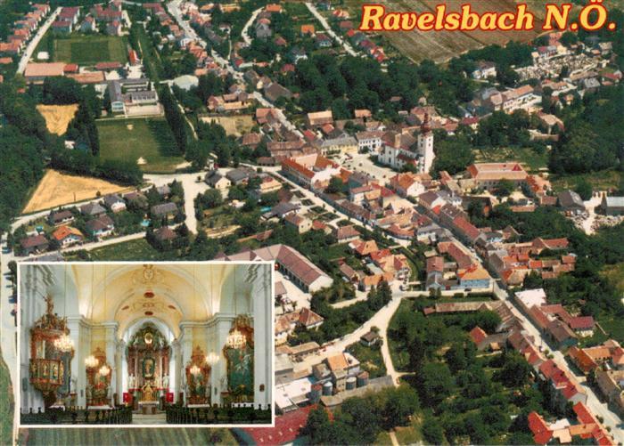 Ravelsbach Niederoesterreich Luftbild Ortsansicht Pfarrkirche-Mariae-Himmelfahrt