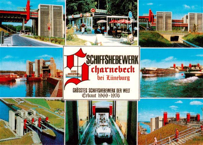 Scharnebeck Lueneburg Niedersachsen Schiffshebewerk Kanal Frachtschiff Pavillon