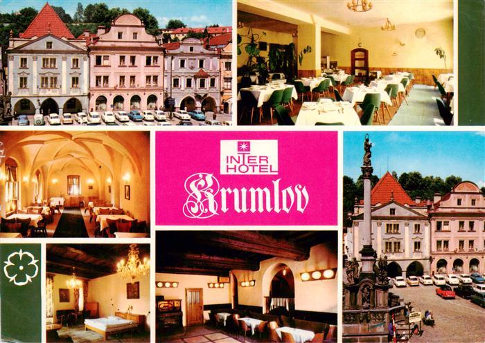 Krumlov Interhotel-Krumlov Marktplatz Arkaden Restaurant Gewoelbe Pestsaeule Alt