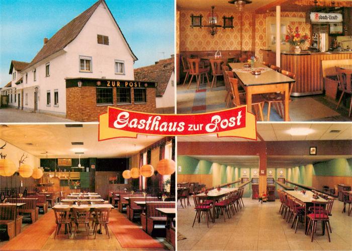Rodau Bergstrasse Gasthaus-zur-Post Gaststube Kegelbahn Speisesaal Asbach-Uralt