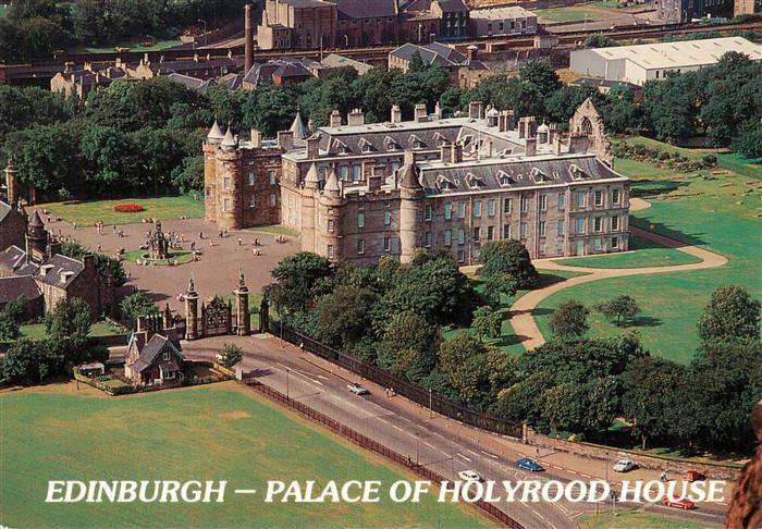 EDINBURGH SCOTLAND UK Fliegeraufnahme Palace-of-Holyrood-House Schloss Park Tue