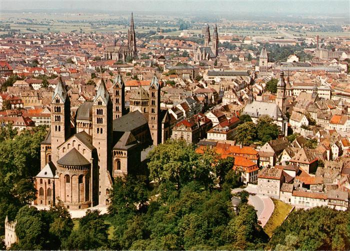 SPEYER Rhein Rheinland-Pfalz Fliegeraufnahme Kaiserdom Dom Altstadt Tuerme Rhein