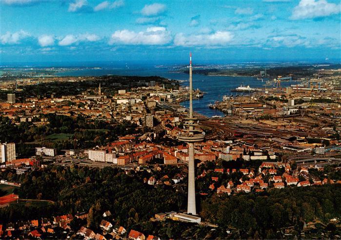 KIEL CITY Kieler-Foerde Fernsehturm Hafen Stadtpanorama Hafenkraene Altstadt Lu