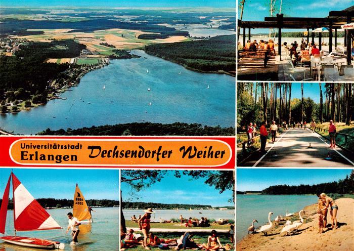 ERLANGEN Bayern Dechsendorfer-Weiher See Segeln Strand Promenade Terrassen-Resta