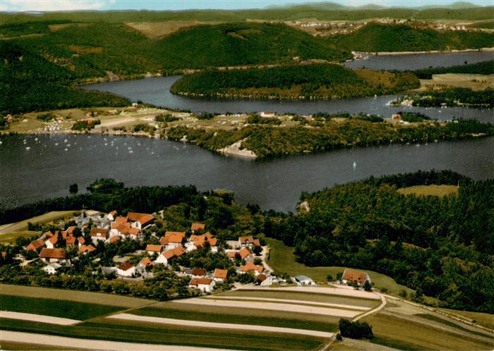 Bringhausen Edertal Hessen Edersee Fliegeraufnahme Segelboote Inseln Dorf Felder