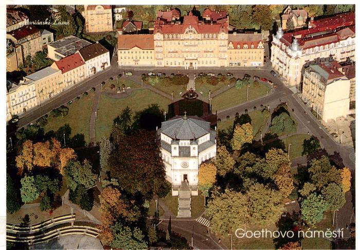 MARIANSKE LAZNE Marienbad CZ Goethovo-namesti Goethe-Platz Kirche Park Fliegerau