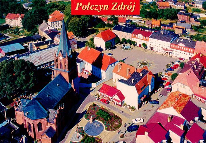 Polczyn Zdroj Bad Polzin PL Marktplatz Kirche Fliegeraufnahme Altstadt Brunnen