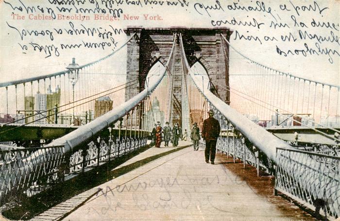 NEW YORK City USA The Cables Brooklyn Bridge