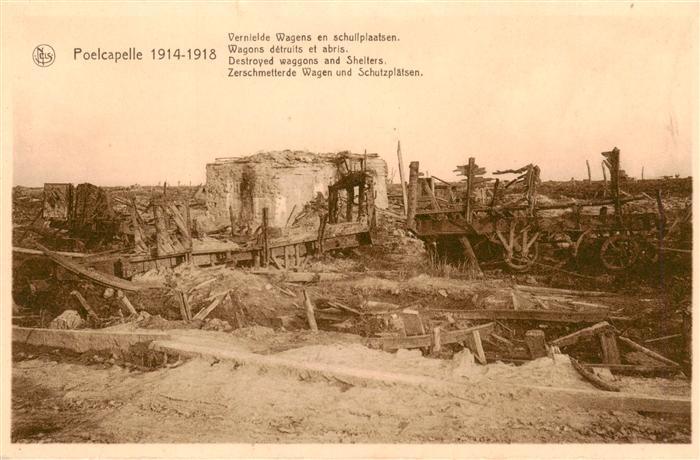 Poelcapelle Poelkapelle Ypern West-Vlaanderen Belgie Zerschmetterte Wagen und Sc