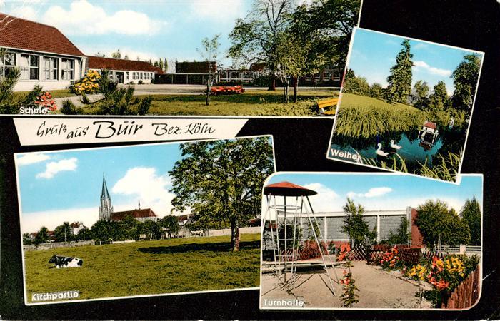 Buir Kerpen Koeln Rheinland Schule Weiher Blick zur Kirche Turnhalle