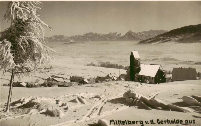 Mittelberg Oy Allgaeu Winterpanorama Blick von der Gerhalde aus