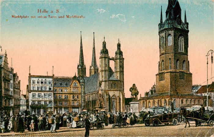 HALLE  Saale Marktplatz mit rotem Turm und Marktkirche
