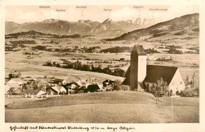 Mittelberg Oy Allgaeu Gesamtansicht mit Alpenpanorama