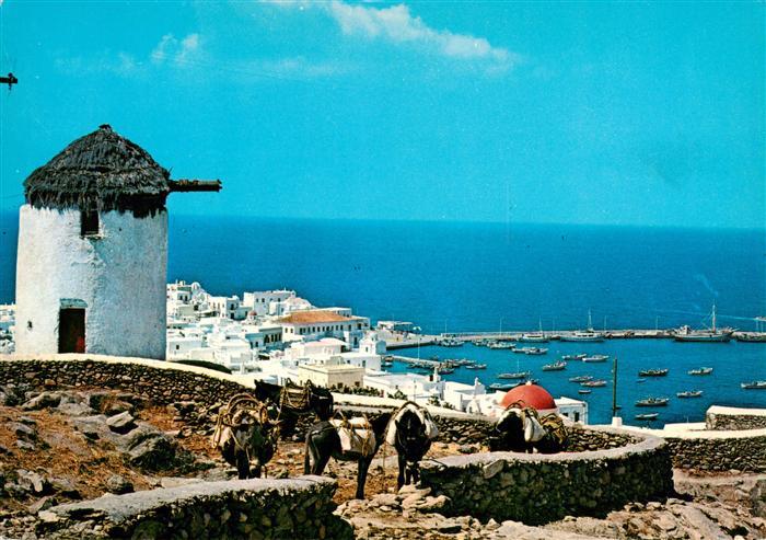 Mykonos Micono Myconos Greece Panorama Blick über den Hafen