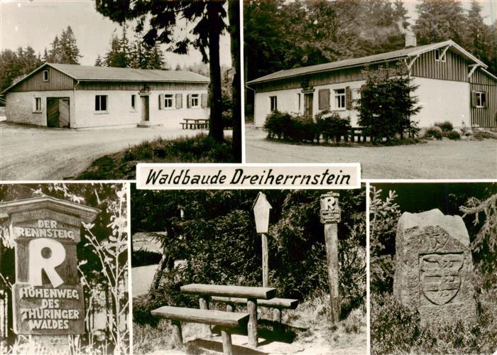 Dreiherrnstein Schmiedefeld Rennsteig Thueringen Waldbaude Gedenkstein Rastplatz