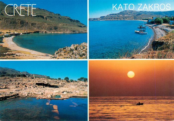 Kato Zakros Greece Kuestenpanorama Strand Sonnenuntergang
