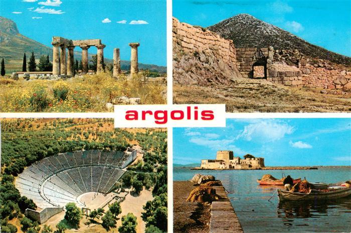 Argolis Greece Antike Staette Ruinen Amphitheater Hafen